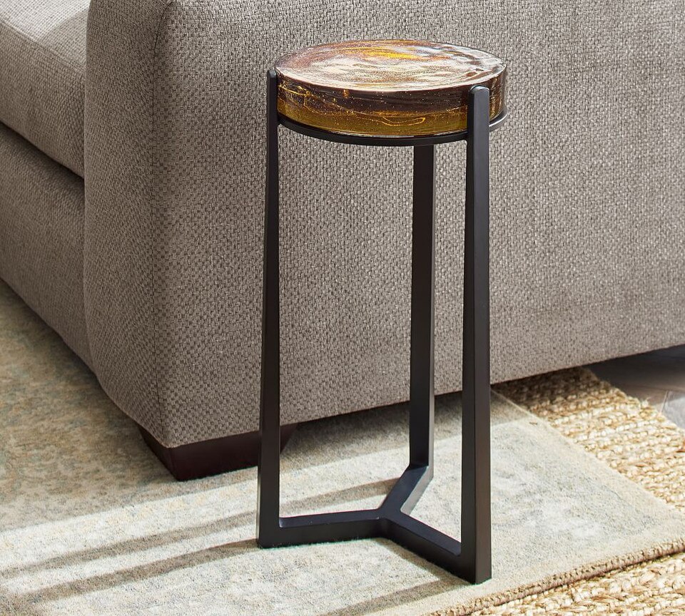 Cori Round Recycled Glass Accent Table (10")